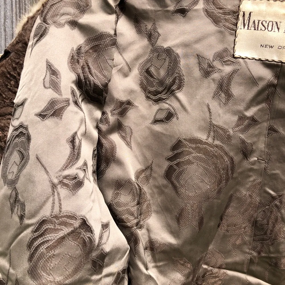 1950s Vintage Milk Chocolate Broadtail Jacket with Palomino Mink Fur Collar Brown Size M - Image 15