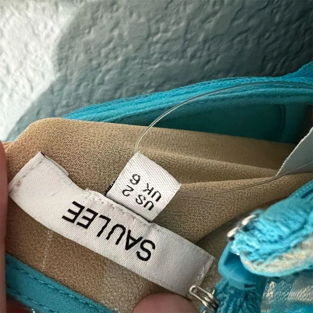 Sau Lee Carrie Tulle Dress Blue Size 2 Sleeveless Midi Party/Cocktail Formal - Image 8