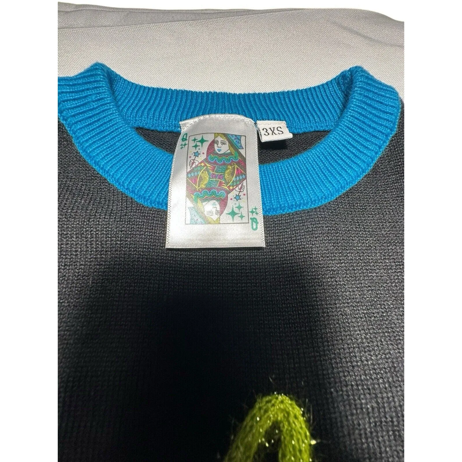 Queen Of Sparkles Women's Size 3XS Edge Rainbow Black Multicolor Sweater #U11 - Image 3