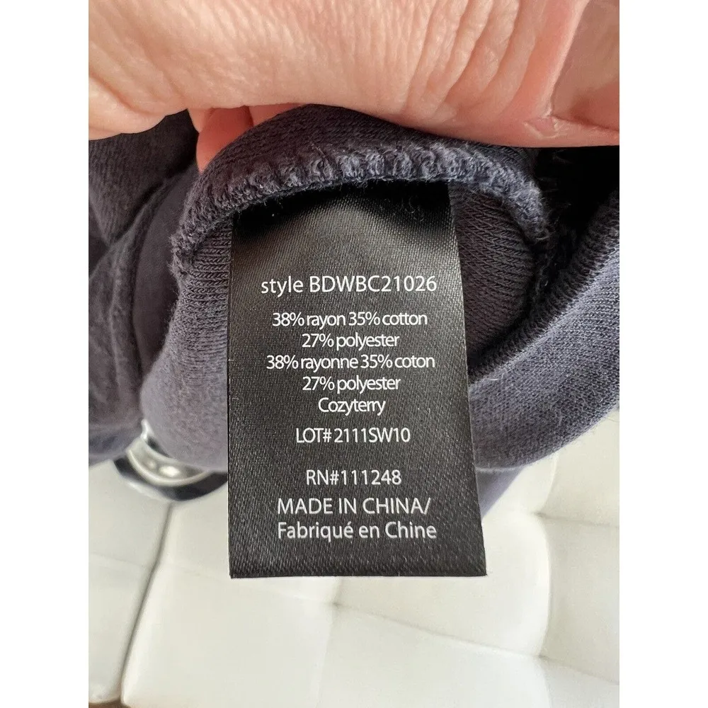 Barefoot Dreams Beach Womens Indigo Cozy Terry Crossover Front Hoodie Size M - Image 6