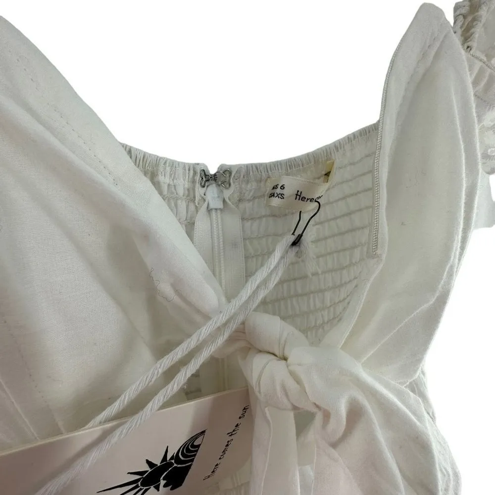 NEW/NWT Here Comes the Sun White Cotton Eyelet Off-Shoulder Mini Dress Size XS - Image 4