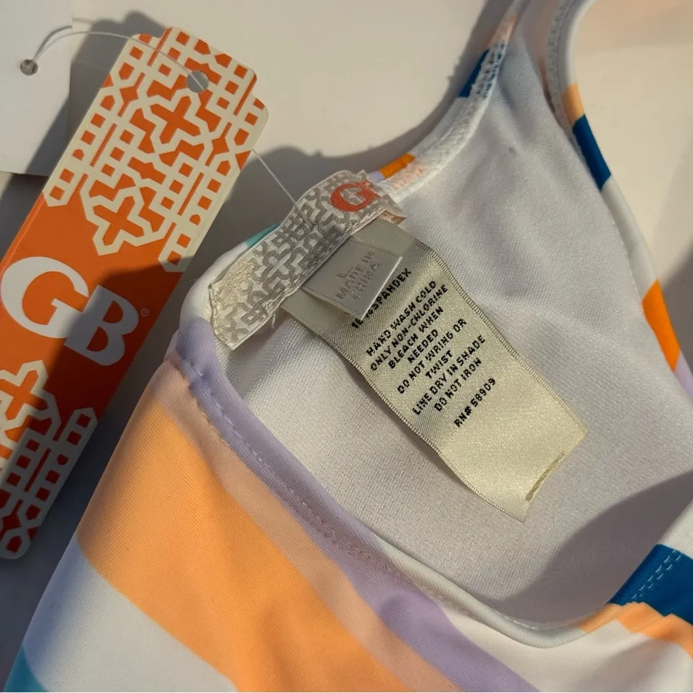 News Gb Stripe Summer Swim Bikini Top Scoop-neck  Large - Image 3