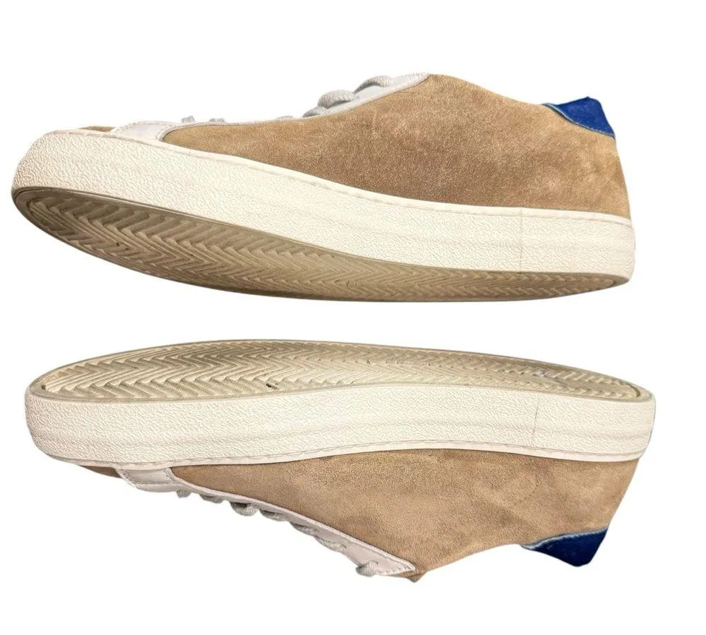 D.A.T.E hill low pop Taupe suede slip on sneaker tan silver blue calf hair shoe Brown Size 9.5 - Image 6