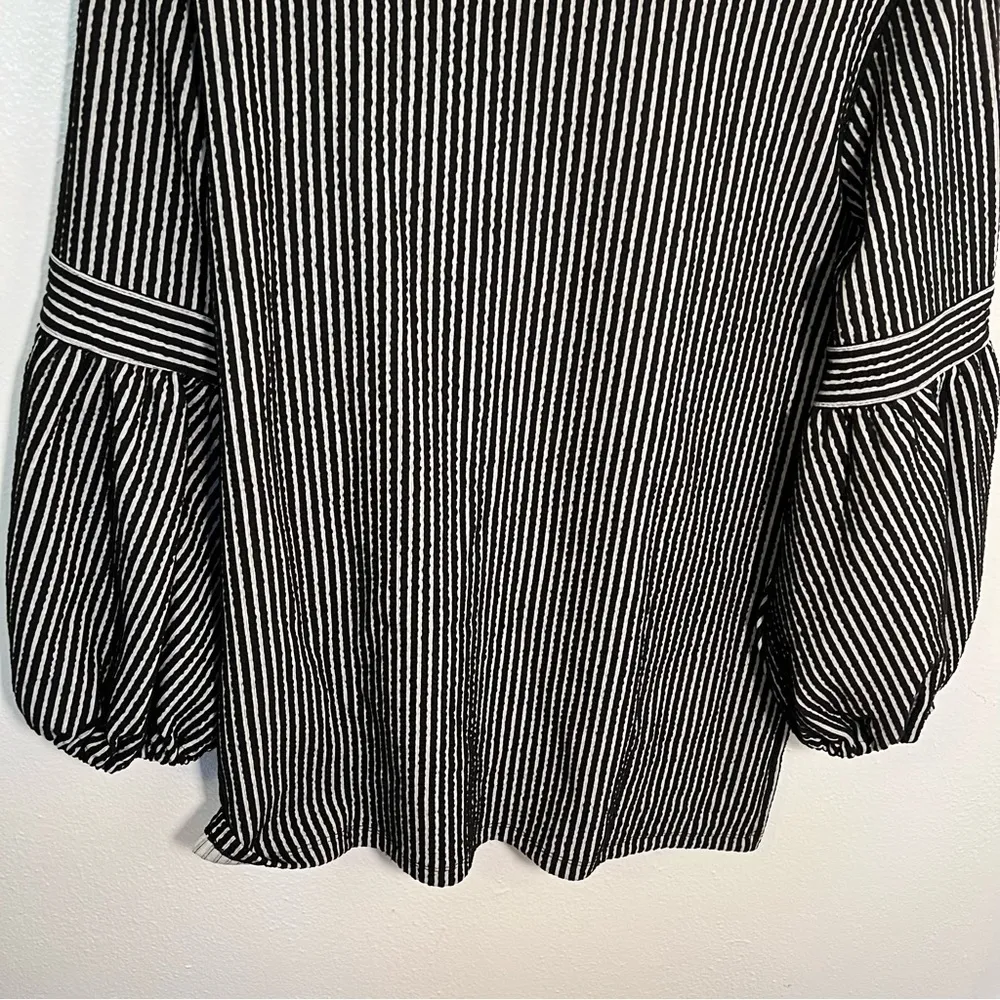 Max Studio Striped 3/4 Sleeve Tunic Top Black Ivory - Image 12