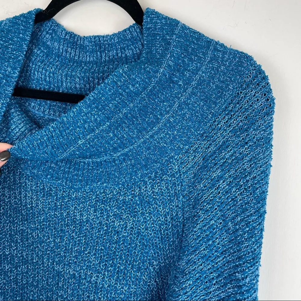 Free People Edessa Blue Balloon Sleeve Sweater Slouchy Sz XS Boho - Image 13