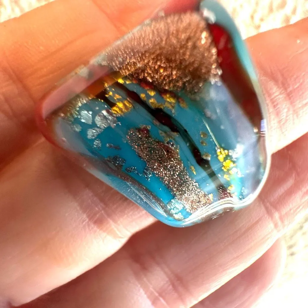 Blue glass blown cocktail ring - Image 5