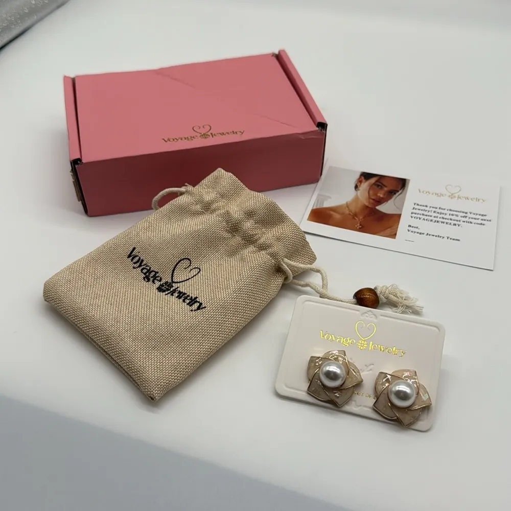 Voyage Jewelry White Pearl & Gold Magnolia Earrings - Image 4