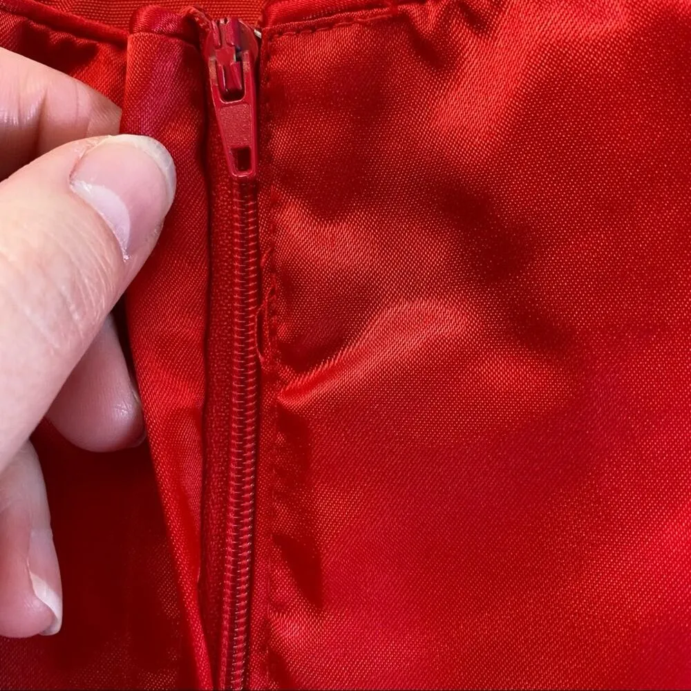 Vintage Deadstock Red Satin Sweetheart Dress Size 9 - Image 5