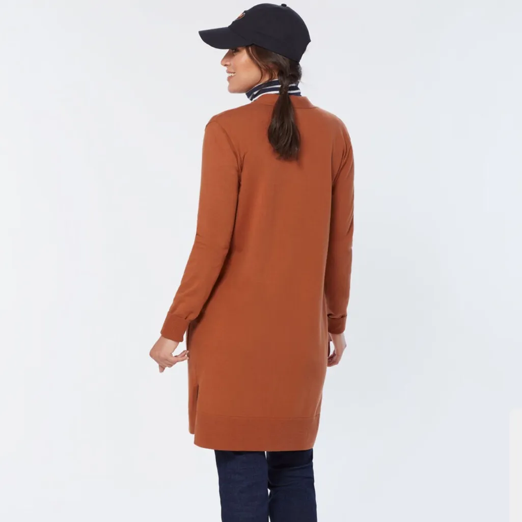 Duluth Trading Cardigan Shiftless Duster Sweater Long Pockets Open Front Small Orange - Image 2