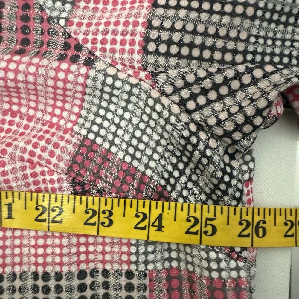 CJ Banks Top Womens 2X Plus Size Pink Polka Dot Pop Over Pockets Tunic Patchwork - Image 7