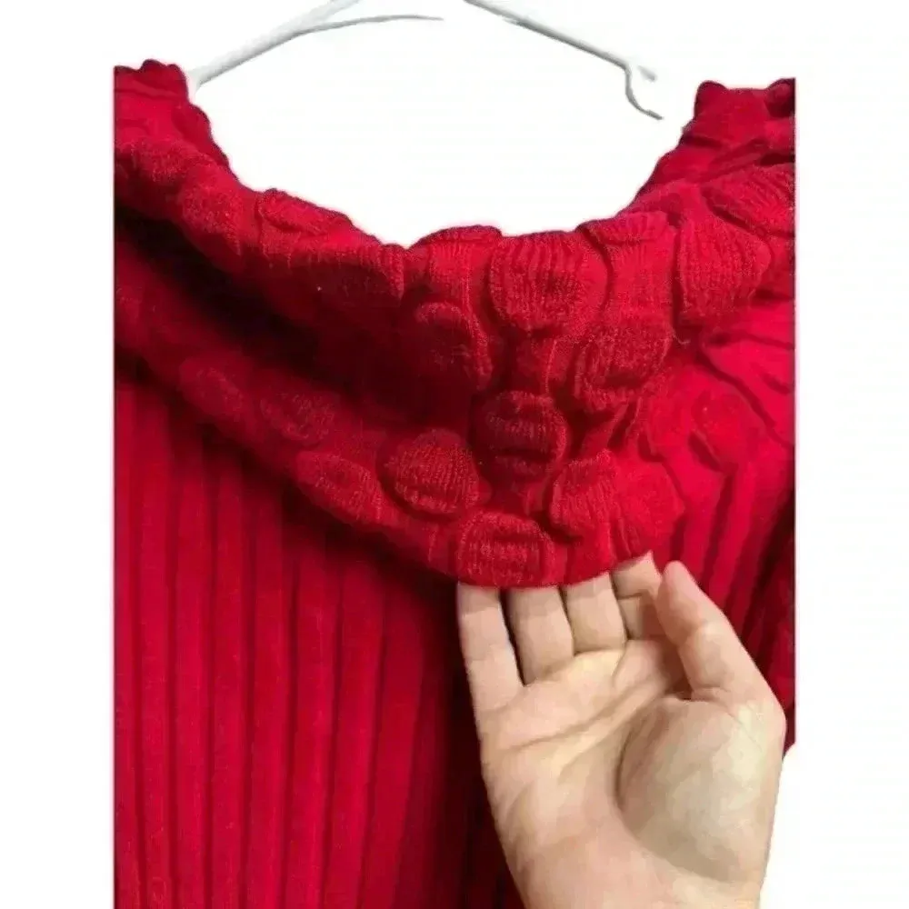 United States Sweaters Off the Shoulders Red Sweater Size‎ Medium - Image 4