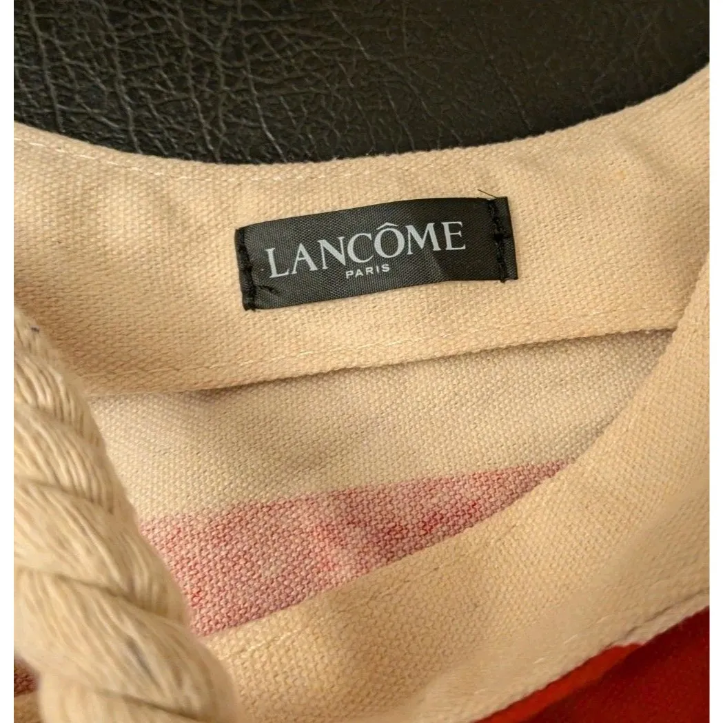 EUC Lancome Large Canvas Beach Vacation Travel Foldable Lightweight Tote Bag Pink - Image 7