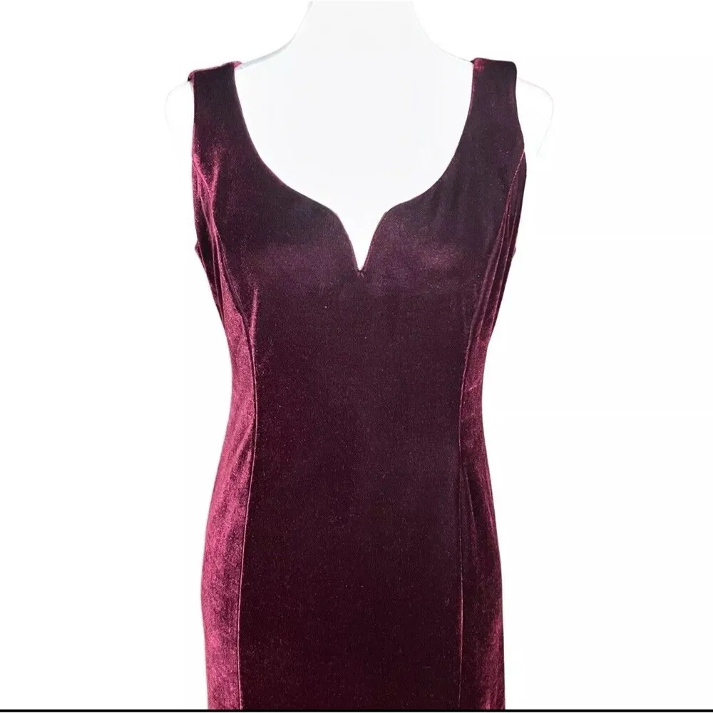 Donna Morgan Maroon Velvet Cocktail Midi DressVampy Whimsigoth Glam Sexy SZ 6 - Image 8