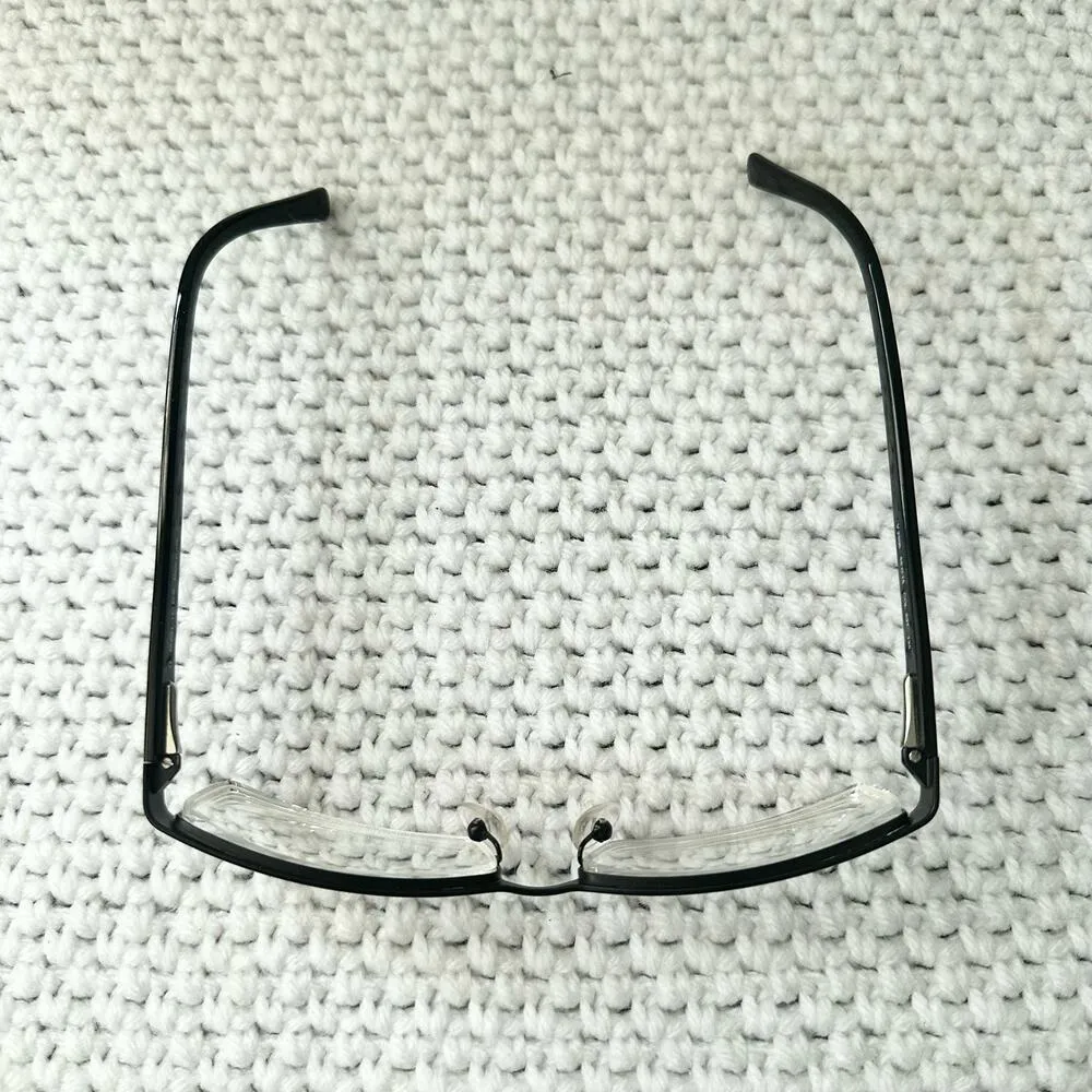 Police Italy Black Metal Half Exposed Frame Rectangular Eyeglasses Case V2906 - Image 4