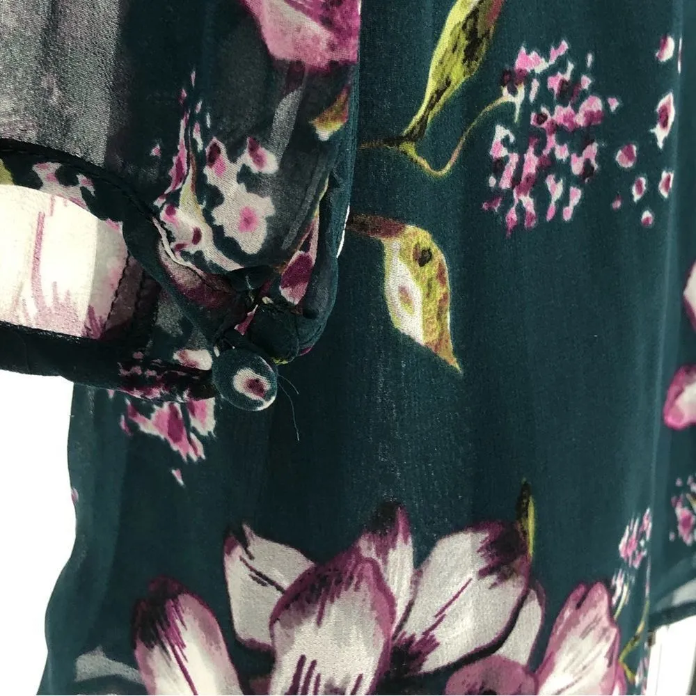 Cupcakes & Cashmere Tibet Floral V-Neck Button 3/4 Sleeve Blouse size Medium - Image 7