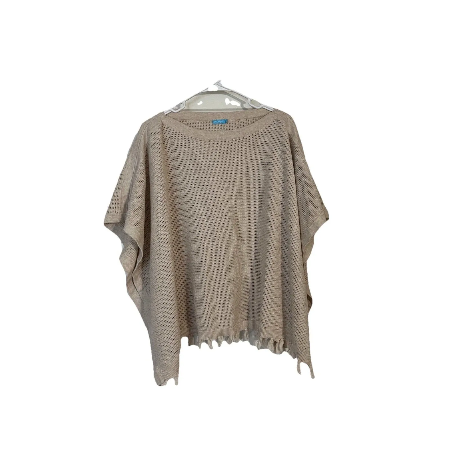 J. McLaughlin Asha Poncho Sweater OS Tassel Hem Luxe Classic Minimalist Layering - Image 2
