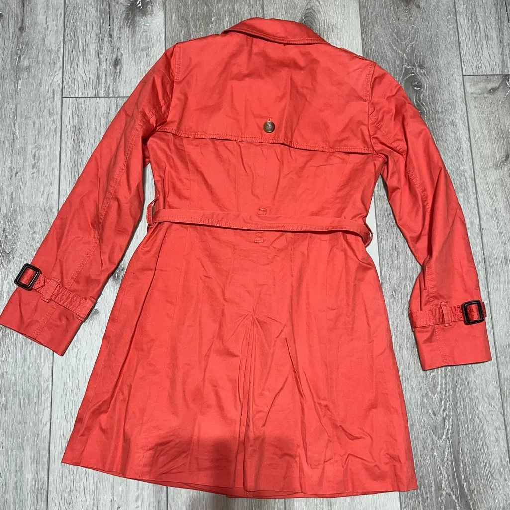 Loft  Coral Cotton Trench Coat XXSP - Image 6