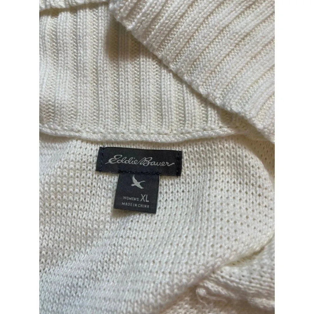 eddie bauer white knit open front cardigan - Image 2