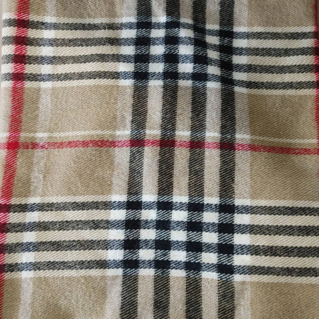Nova Check Beige Plaid Scarf Wrap Blend Fringe 60 by 12 Classic Checkered Patter Black - Image 6