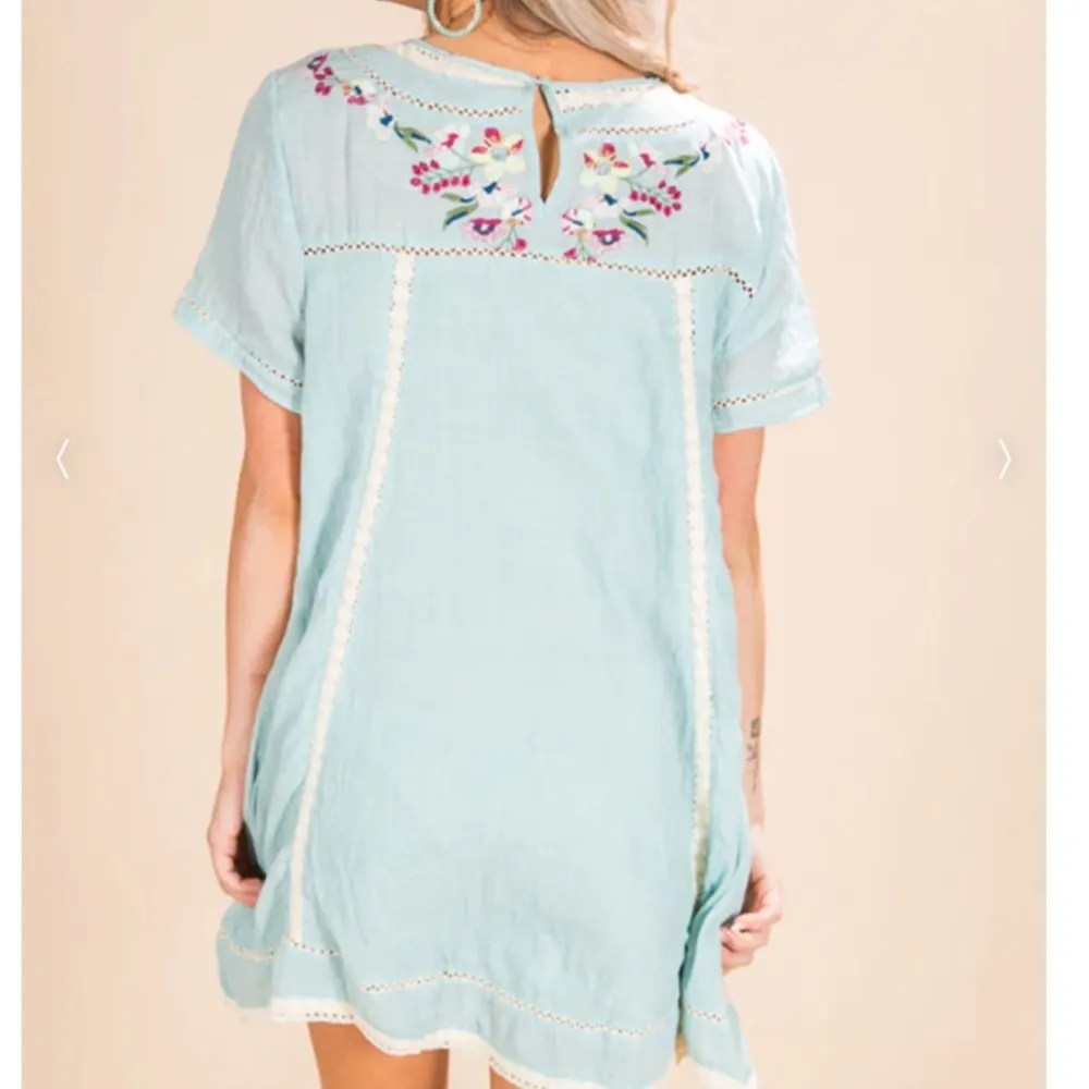 Umgee Meet Me in Paradise Blue Shift Dress Size Medium - Image 4