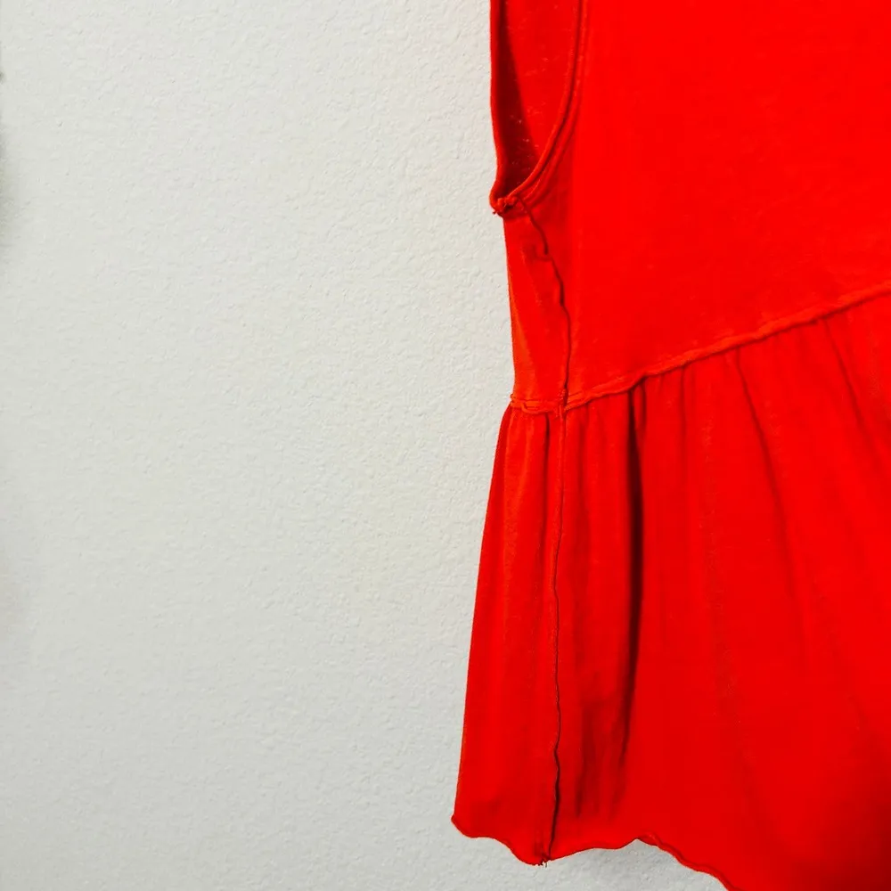 Free People We The Free Anytime Peplum Hem Tank in Vermillion Red Size Small - Image 6
