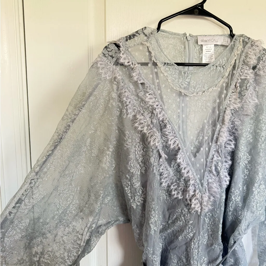 Alice McCall Dream Believer Silver Lace Playsuit Romper - Image 7