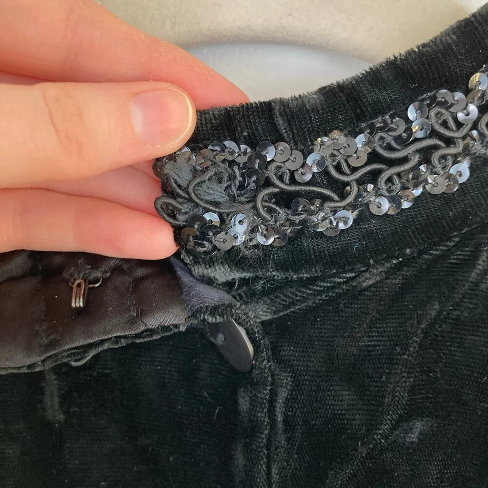 Vintage Gunne Sax Womens 6 Black Velvet Drop Waist Midi Dress Grunge Goth Witchy - Image 7