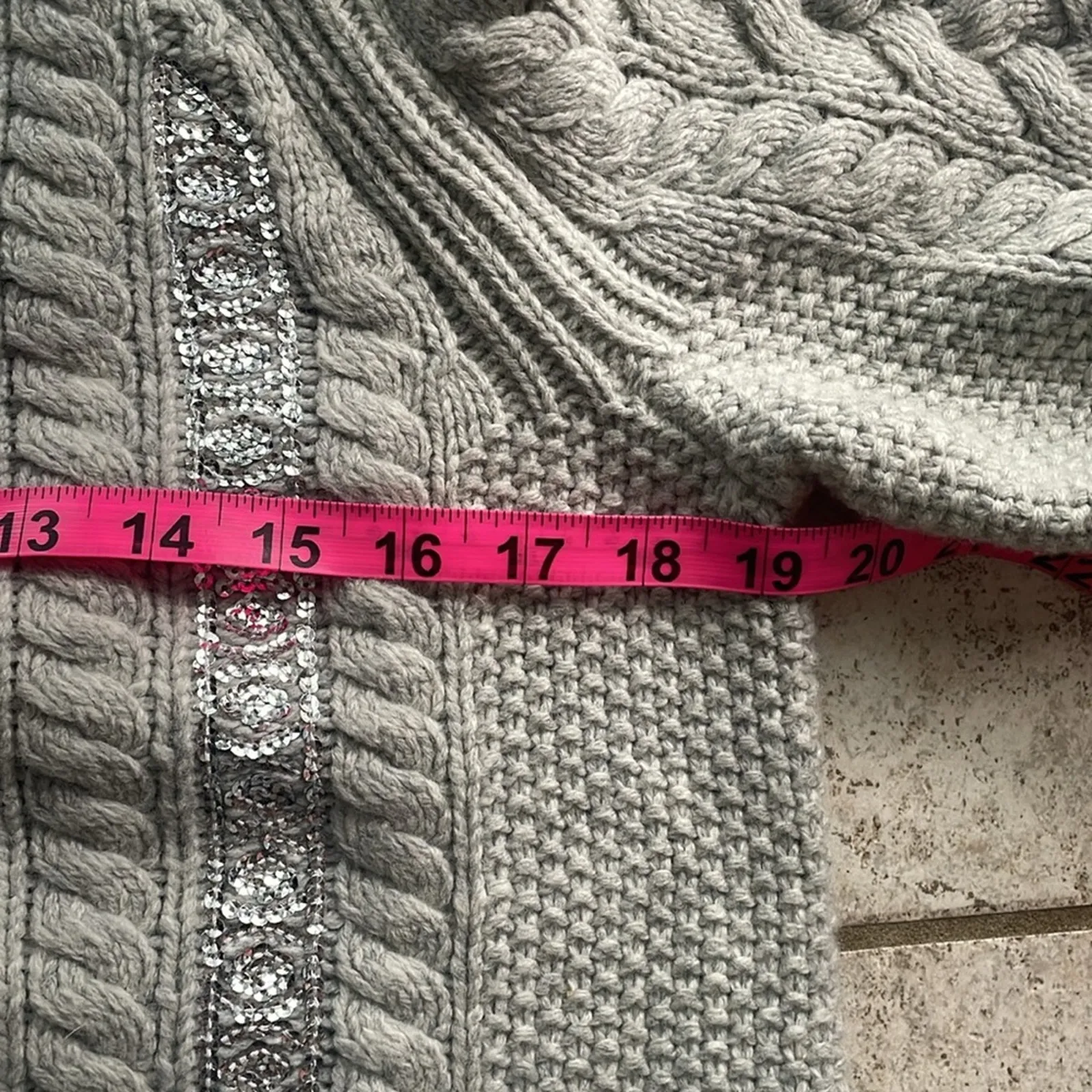 J.Crew Cable-knit Sequin Sweater Gray - Image 14