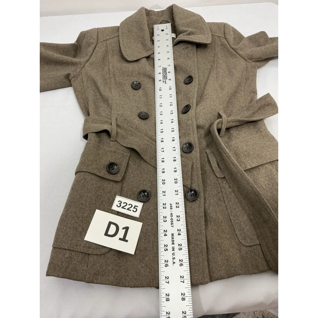 Womans New York & Co Extra Small Brown Double Breasted Pea Coat With Belt Size XS - Image 7