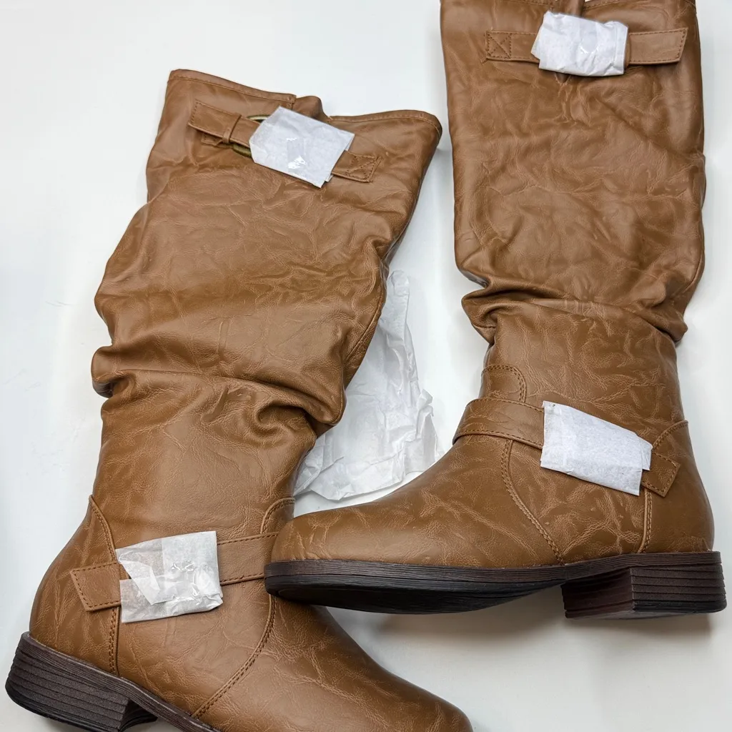 Journee Collection Women's Stormy Knee High Riding Boots- Size 6- Tan Color - Image 6