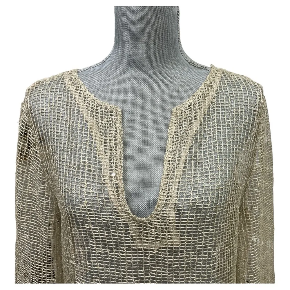 LA BLANCA By Rod Beattie Gold Mesh Net
Swim Cover Up gold color size M - Image 5