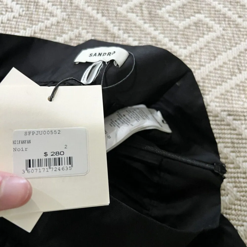 Sandro Fanfan Ruffle-detail Cotton Mini Skirt In Black Size 2 FR / US 6 - Image 5