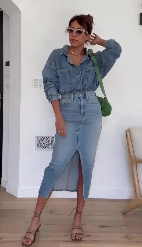 Hudson Reconstructed Denim Midi Skirt in Offshore - Image 2