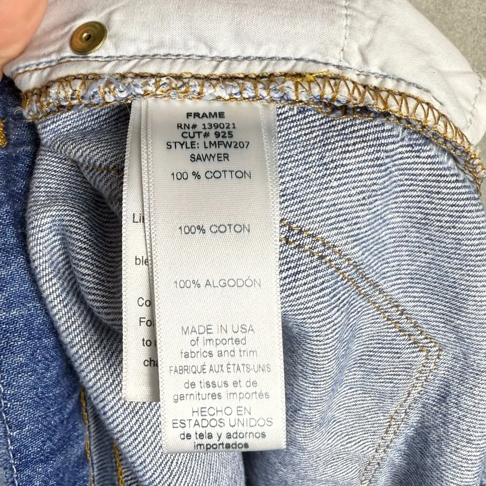 Frame Women’s Sawyer Mini Denim Skirt Cotton Distressed Raw Edge Cutout size 26 - Image 6