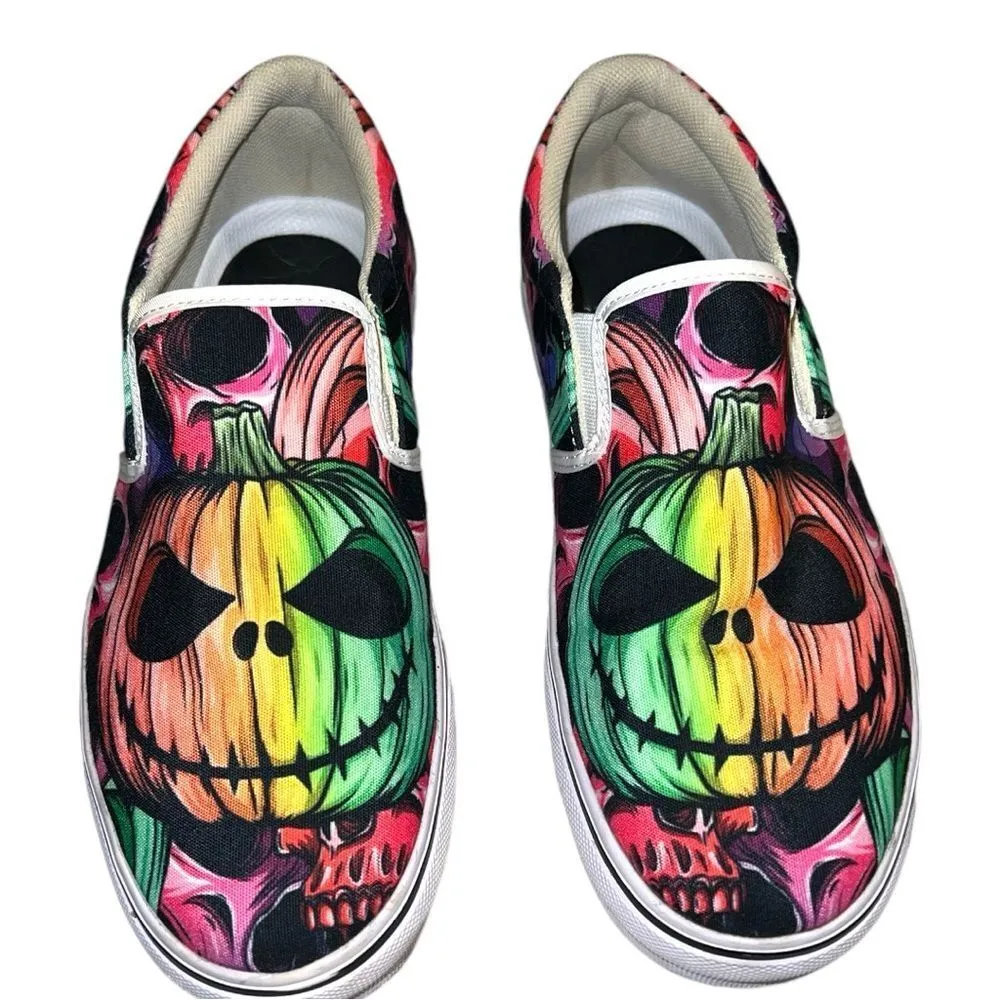 Raad awesome Halloween slip ons!! Unisex Pink Size 10 - Image 4