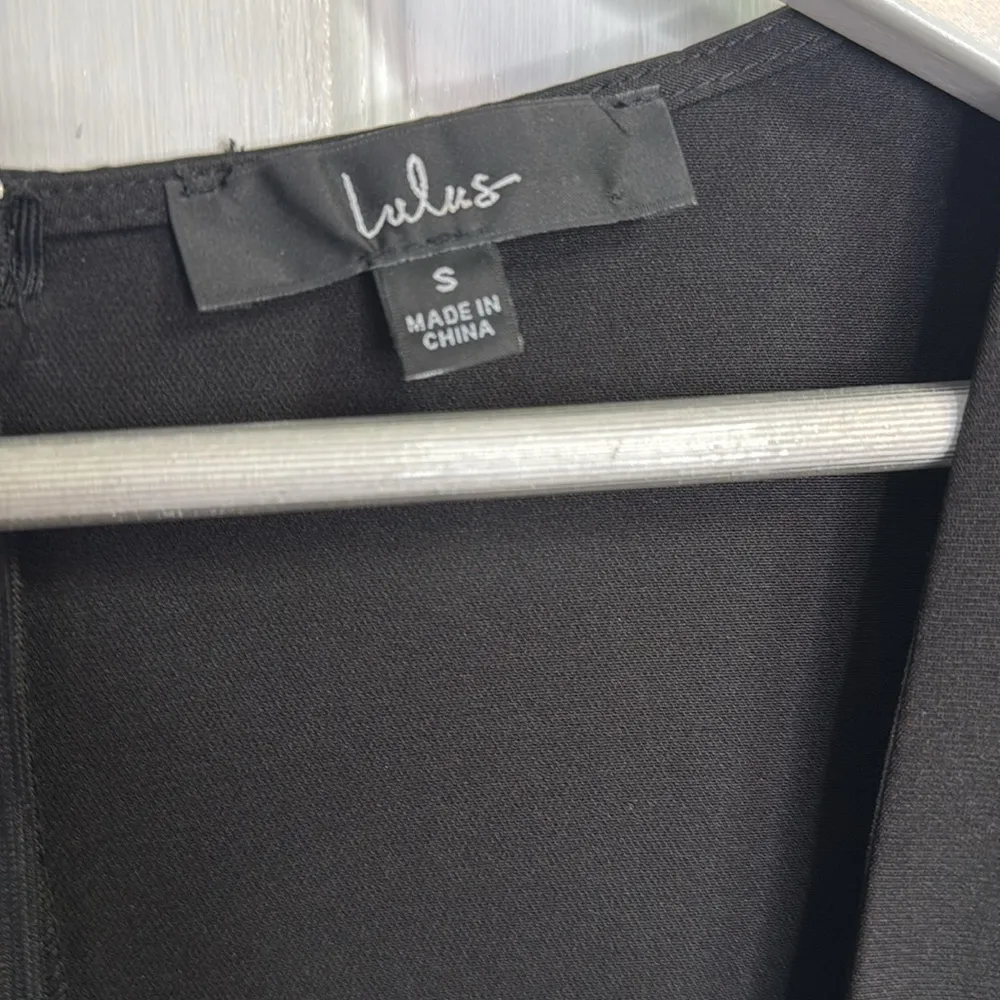 Lulus Longtime Crush Black Puff Shoulder Long Sleeve Mini Dress W1187 Sz S - Image 7