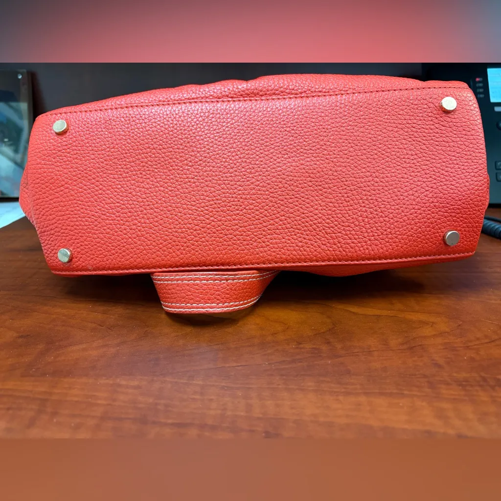 Boden Red Leather Satchel Top Handle Shoulder Bag Tassel Accent Designer Style - Image 8