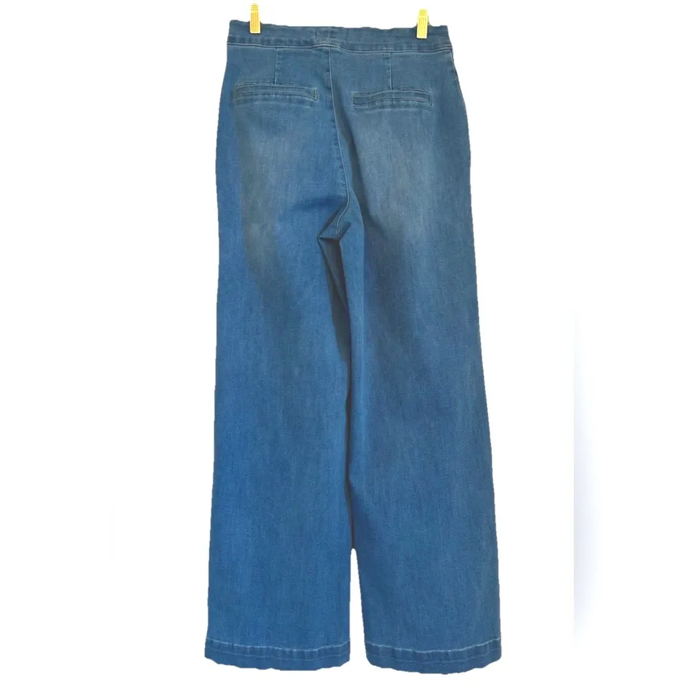 Oat New York Wide Leg High Waist Denim Jeans Light Wash Womens Sz 6 28 Boho Blue - Image 4