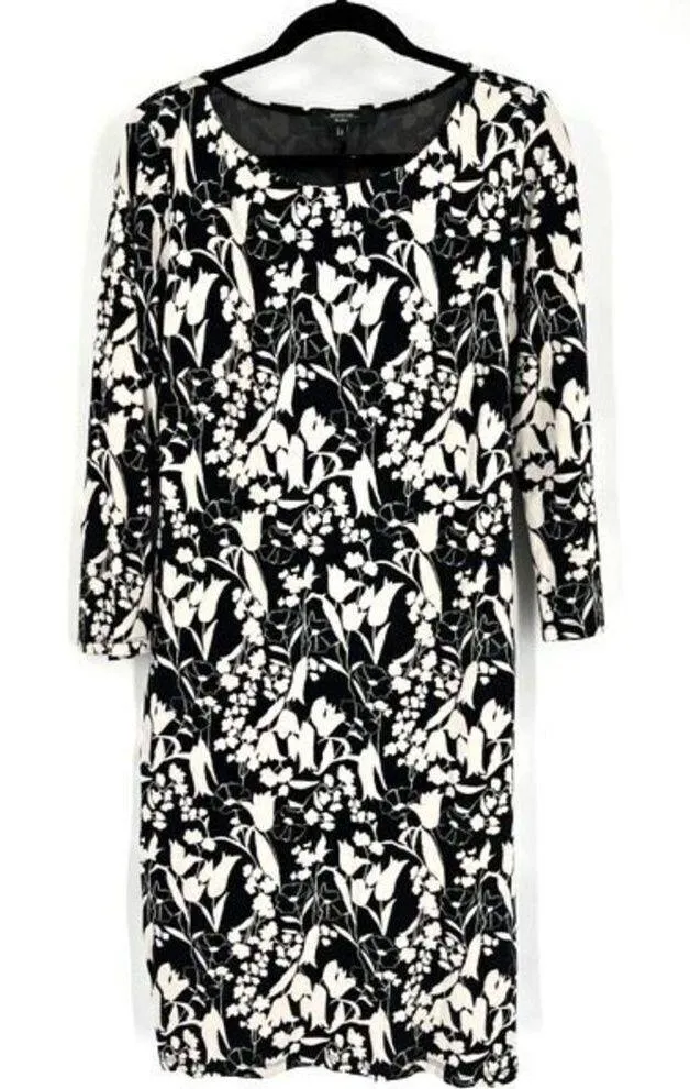 Weekend MaxMara Womens Floral 3/4 Sleeve Tie Waist Midi Dress Black White Size 6 - Image 1