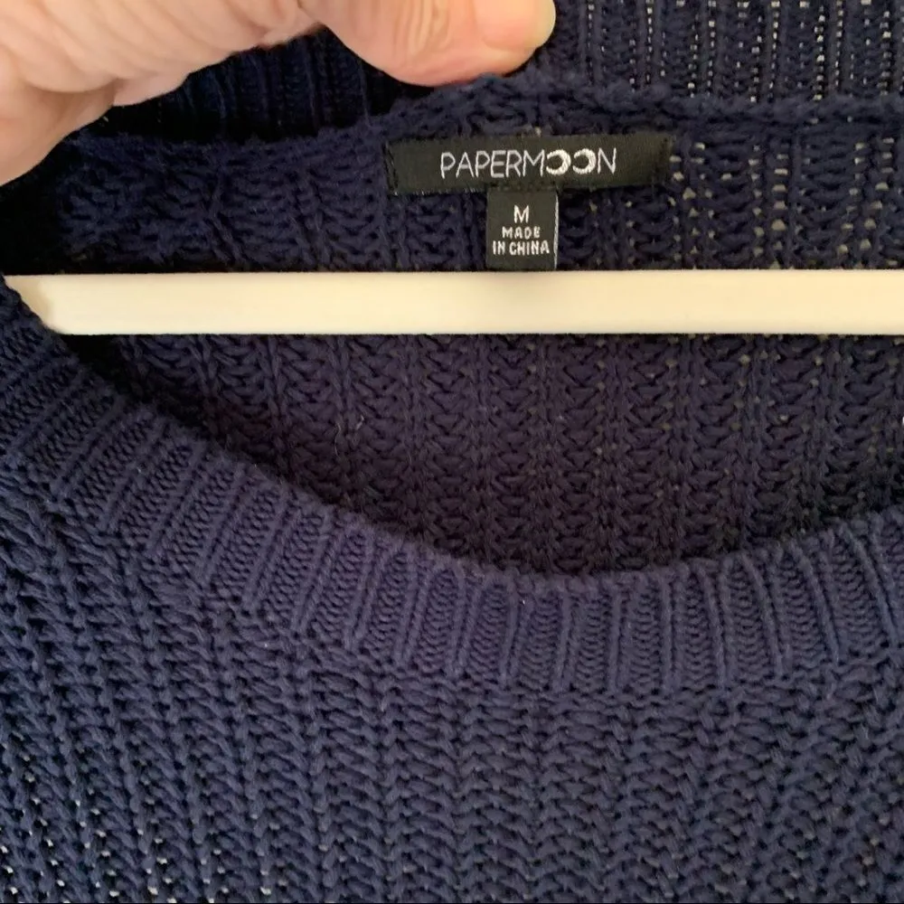 Papermoon Navy & White‎ Chunky Oversized Sweater Medium - Image 6