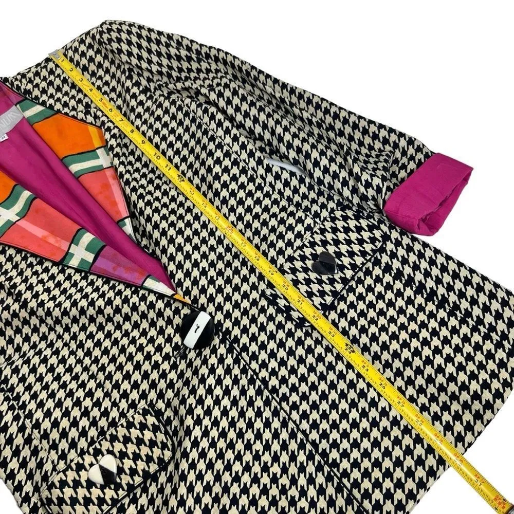 Vintage 80’s Platinum Dorothy Schoelen Retro Houndstooth 2PC Skirt Suit Black Size M - Image 8