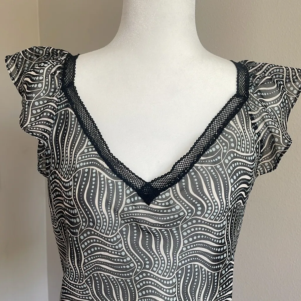 Studio M Black and White Wave Pattern Blouse Size L Size L - Image 3
