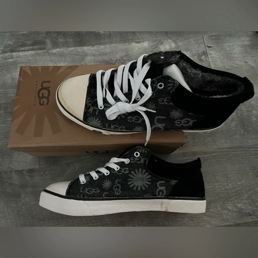 UGG Australia Vintage Fur Sneakers for Women, Size 11 - Black/Grey New In Box - Image 2