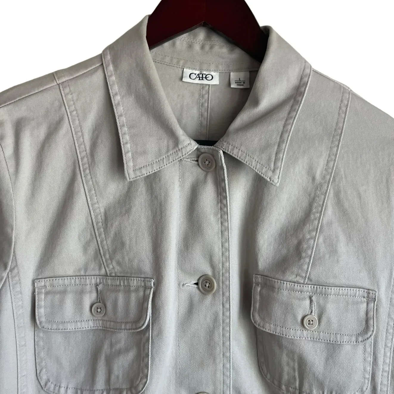 Cato Women Cotton Jacket‎ L Utility Button Up Structured Cowgirl Western Rodeo - Image 14