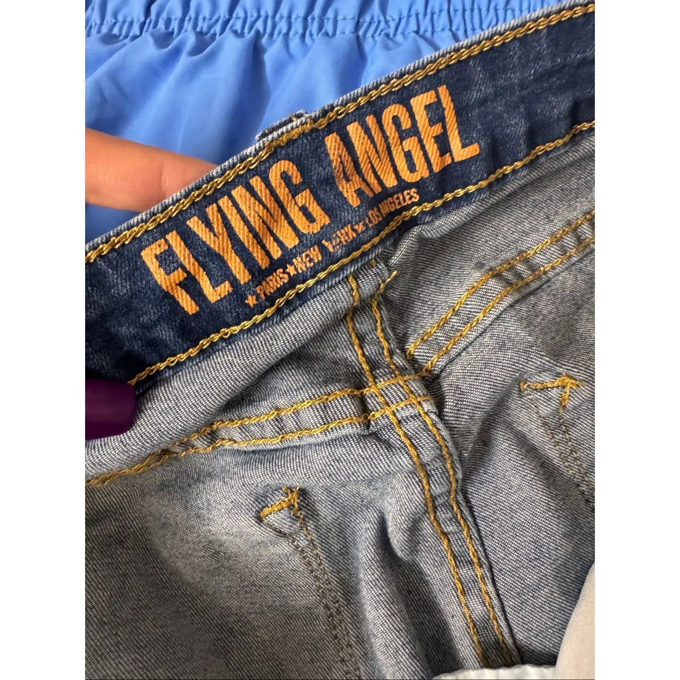 Flying Angel High Rise Distressed Skinny Jeans Dark Wash Button Fly – Size 9 Blue - Image 10