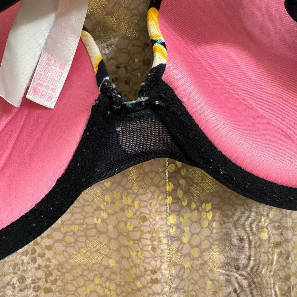 PINK Victorias Secret Black Lemon Print Wear Everywhere Push Up Bra 32DD - Image 5