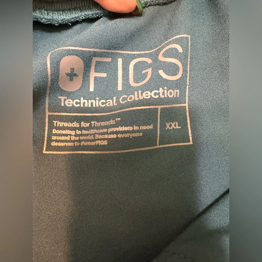 Figs Technical Collection Teal Straight Leg Pants with Pink Drawstring - Image 6