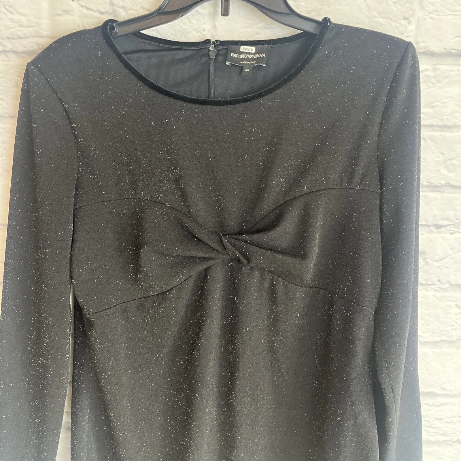 Emporio Armani Women’s Black Twist Front Metallic Special Occasion Mini Dress - Image 2