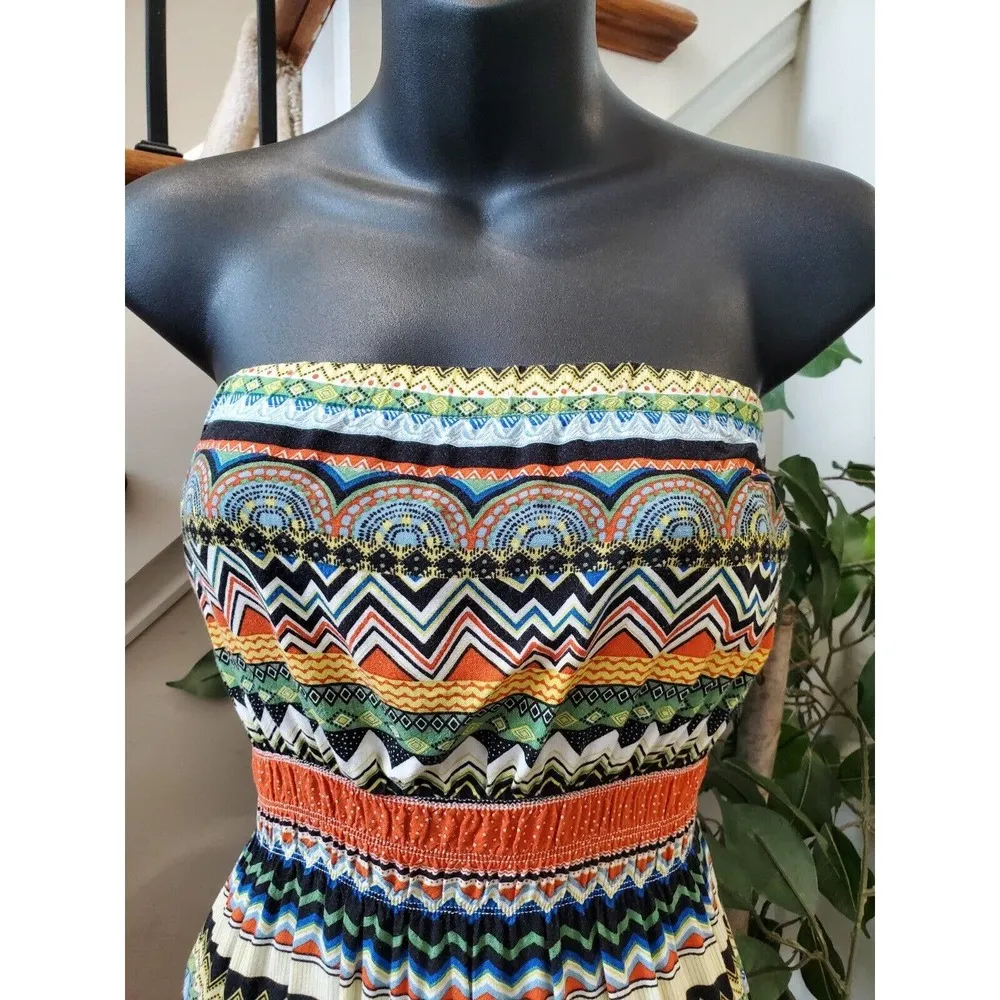 Lolita Women's Multicolor 100% Rayon Off the Shoulder Knee Length Dress Medium - Image 11