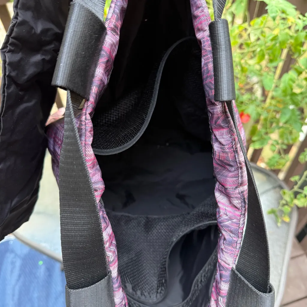 Fabletics Bucket Backpack Pink Purple Black Trim Arrow Pattern 15x14x5 - Image 4